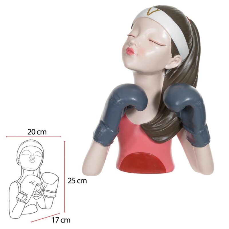 Escultura de resina Boxeadora colorida