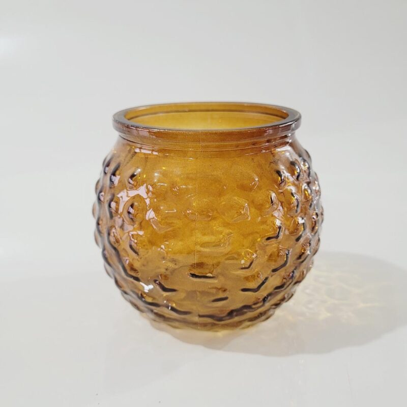 Cachepot de vidro com relevo âmbar 9,5XØ10,5