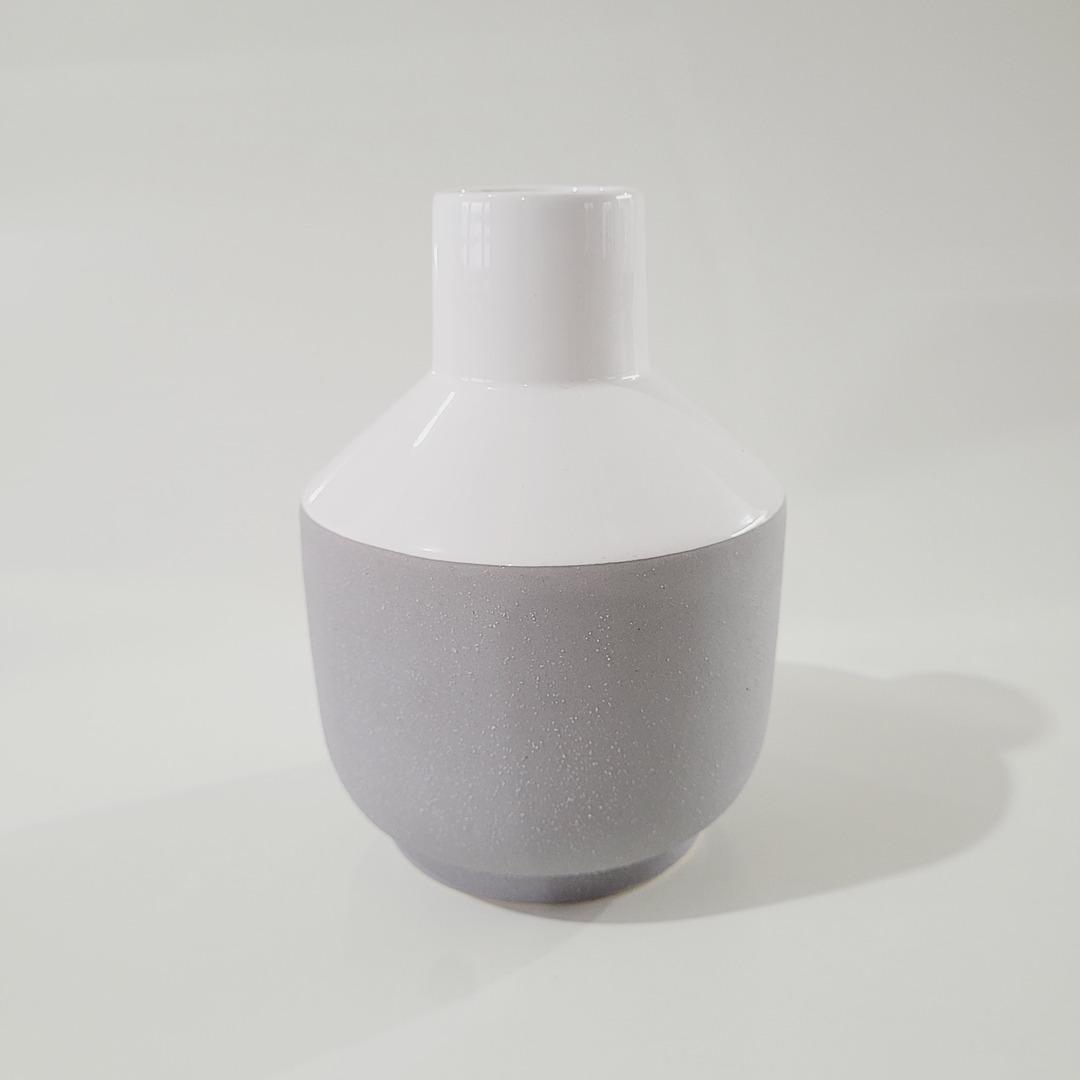 Vaso de cerâmica Sicilia cinza e branco 15,5xØ11